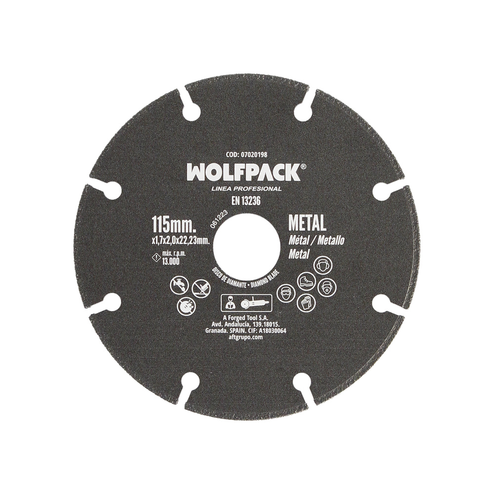 Disco Corte Universal Metales Ø 115 x 1,7 mm. Filo de Diamante