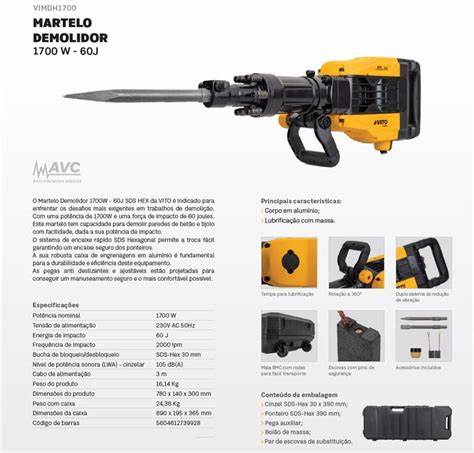 MARTILLO DEMOLEDOR 1700W - 60J SDS HEX