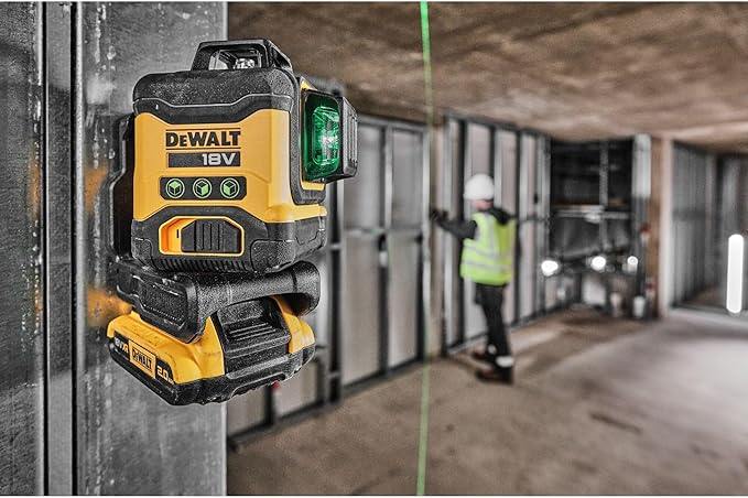 Nivel láser autonivelante verde de 3 líneas 360° con batería 18V Li-Ion 2Ah