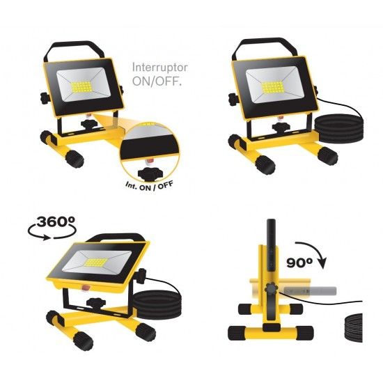 PROYECTOR LED PORTÁTIL 20W IP65 6500K
