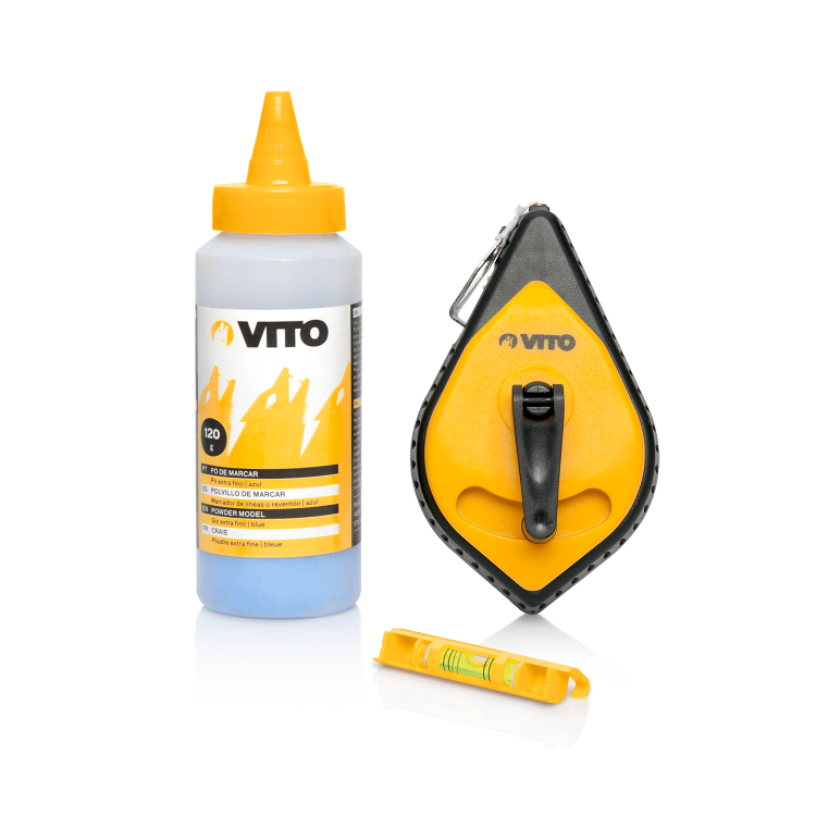 Set Of Chalk Line, Chalk Powder And String Leveler