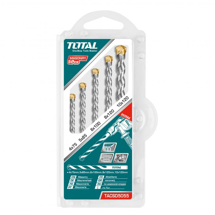 Juego 5 Brocas Mampostería (4x75, 5x85, 6x100, 8x120, 10x120)