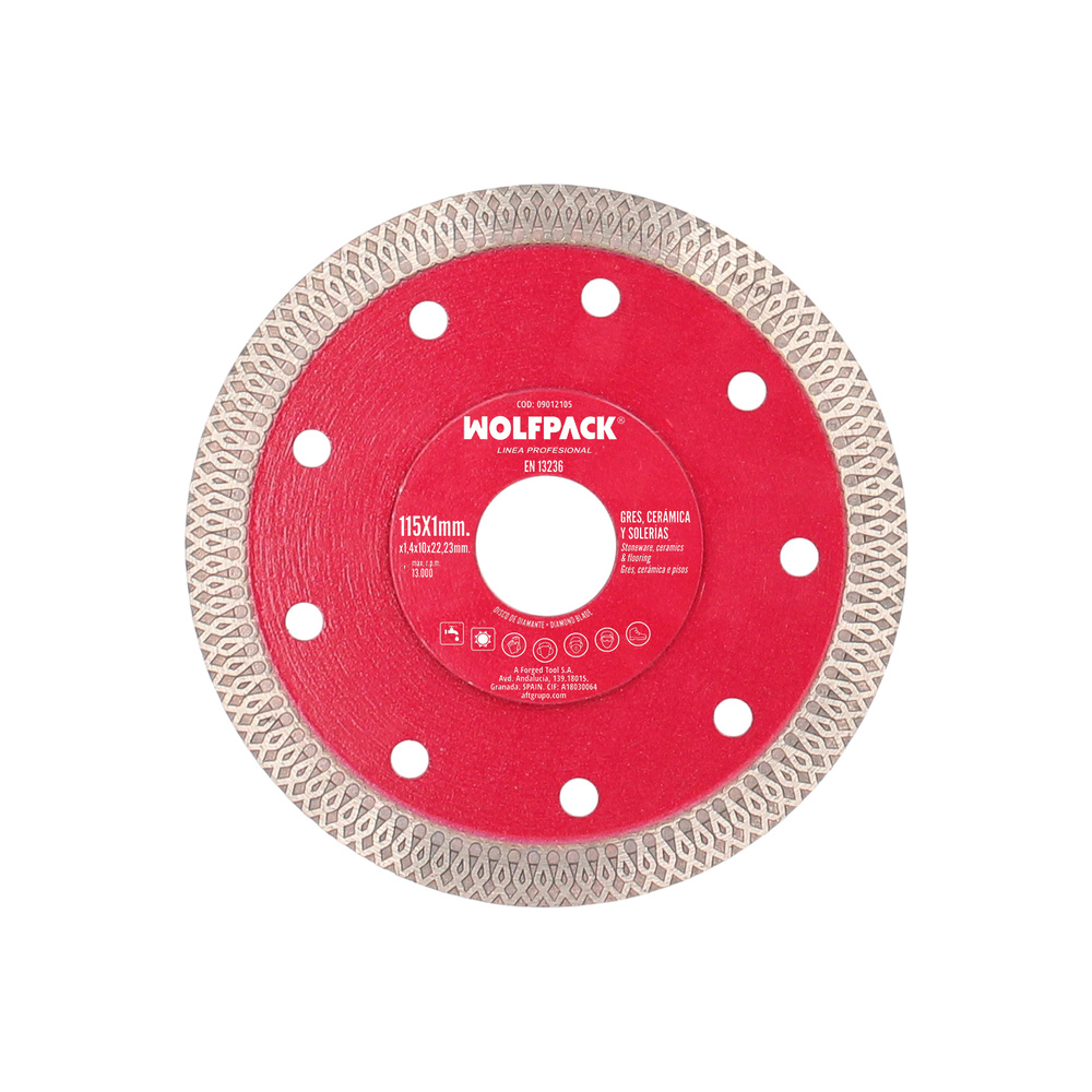 Disco Diamante Ø 115 Mm. Porcelánicos, Gres, Cerámica, Solerías, Segmento De 10 Mm.