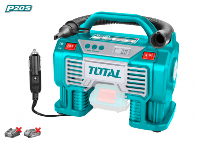 COMPRESOR AIRE TOTAL BATERIA 20V - P20S - (11 BAR - CUADRO DIGITAL - CON ENCHUFE COCHE)