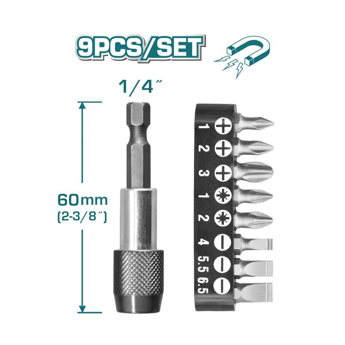 Set 9 puntas 1/4&quot; con portapuntas