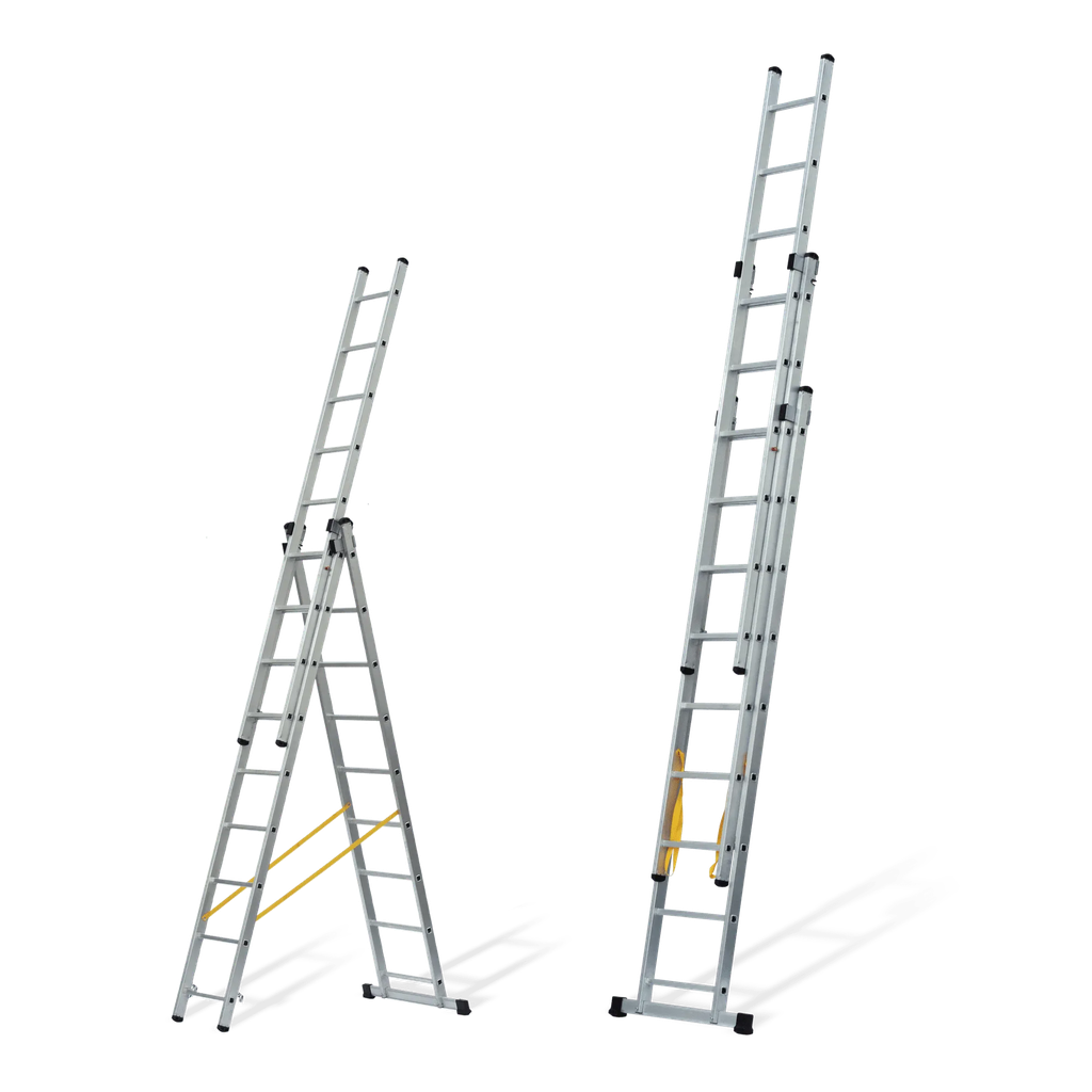 ESCALERA TRIPLE EXTENSIBLE CON PELDAÑOS CUADRADOS 3X3M