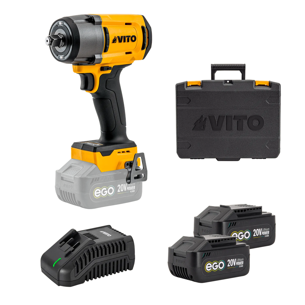 PACK EGO: LLAVE DE IMPACTO 1/2&quot; 1180NM, CARGADOR Y 2 BATERÍAS
