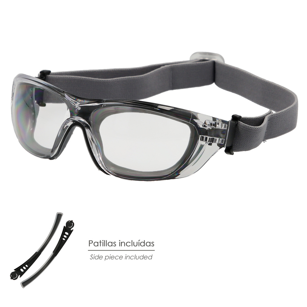 Safety Glasses with Padded Lenses and Elastic Temples. Rubberized Temples EN/166