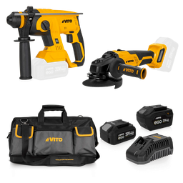 [PACK3EGOPRO] (PACK3EGOPRO) Rotary Hammer, Angle Grinder, Dual Charger, 2x Battery and Bag.