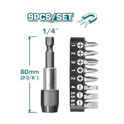 [TACSD3091] Set 9 puntas 1/4" con portapuntas