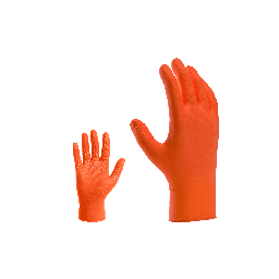 Guante de Nitrilo Ultraresistente NARANJA Sin Polvo – 50 Uds